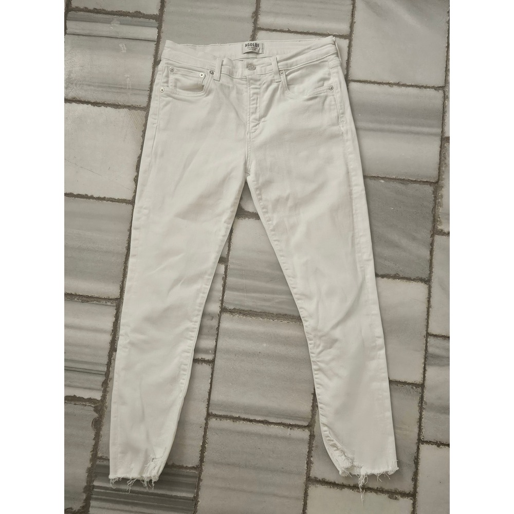 AGOLDE White Skinny Jeans Raw Hem Size 29 A018B-1013 Stretch Denim